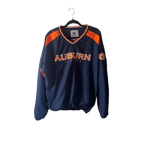 Auburn University Men’s Windbreaker Pullover Blue VNeck Side Zip‎ XL - Picture 1 of 6